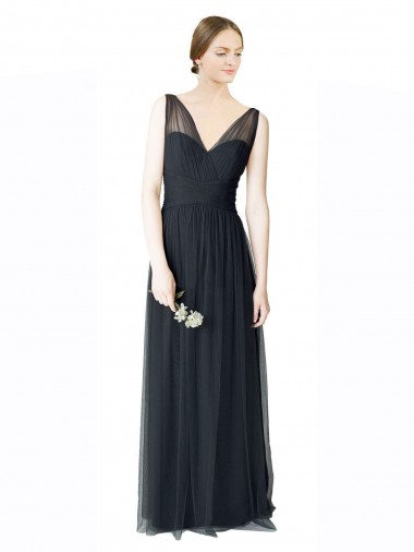 Tulle V-Back Long V-Neck A-Line Formal Dress / Bridesmaid Dress Sudbury