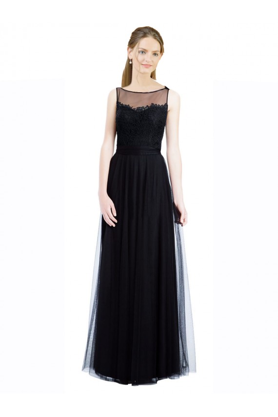 Tulle & Lace Low Back Long Bateau Neck A-Line Bridesmaid Dress Sudbury