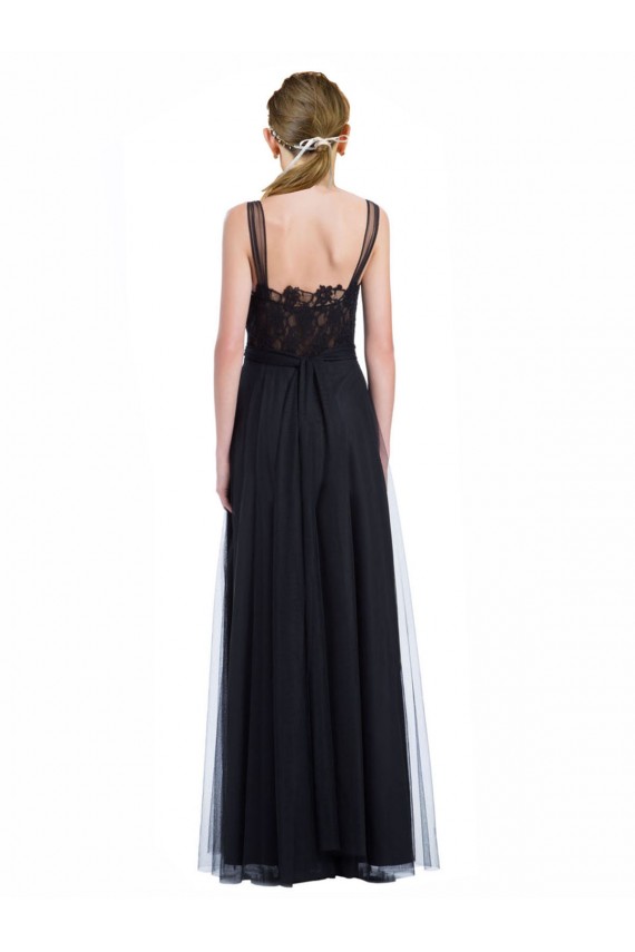 Tulle & Lace Low Back Long Bateau Neck A-Line Bridesmaid Dress Sudbury