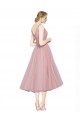 Tulle V-Back Tea Length V-Neck A-Line Bridesmaid Dress Sudbury