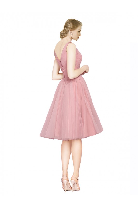 Tulle Knee Length V-Neck A-Line Bridesmaid Gown Sudbury