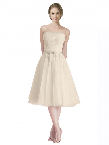 Tulle Cocktail Length Strapless A-Line Bridesmaid Dress Sudbury