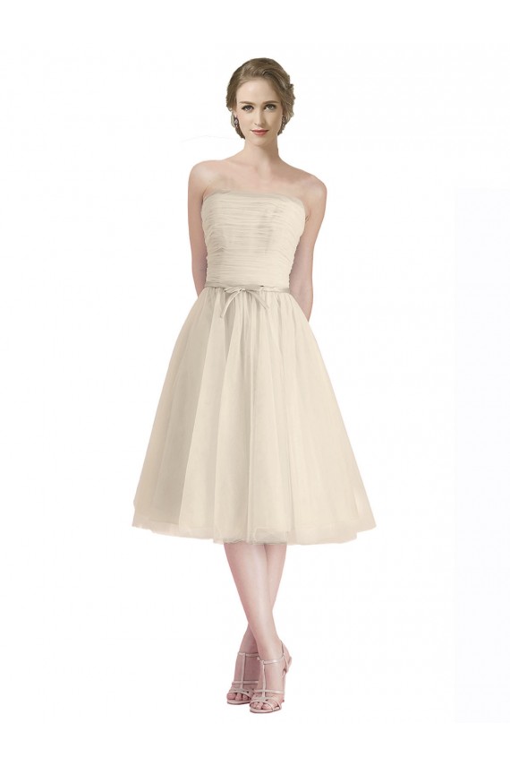Tulle Cocktail Length Strapless A-Line Bridesmaid Dress Sudbury