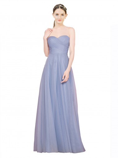 Tulle Low Back Long Sweetheart Light Sky Blue A-Line Formal Dress / Bridesmaid Dress Sudbury
