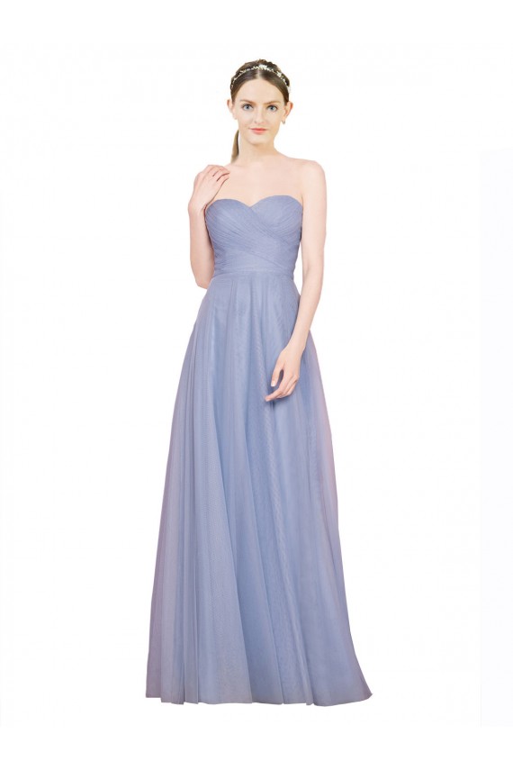 Tulle Low Back Long Sweetheart Light Sky Blue A-Line Formal Dress / Bridesmaid Dress Sudbury