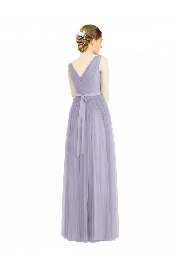 Tulle V-Back Long V-Neck Lilac A-Line Bridesmaid Dress Sudbury