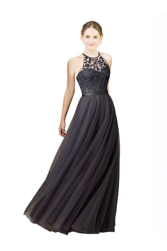 Tulle & Lace Criss Cross Back Long Sweetheart A-Line Bridesmaid Dress Sudbury