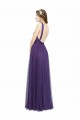 Tulle Open Back Long Spaghetti Straps Purple A-Line Bridesmaid Dress Sudbury