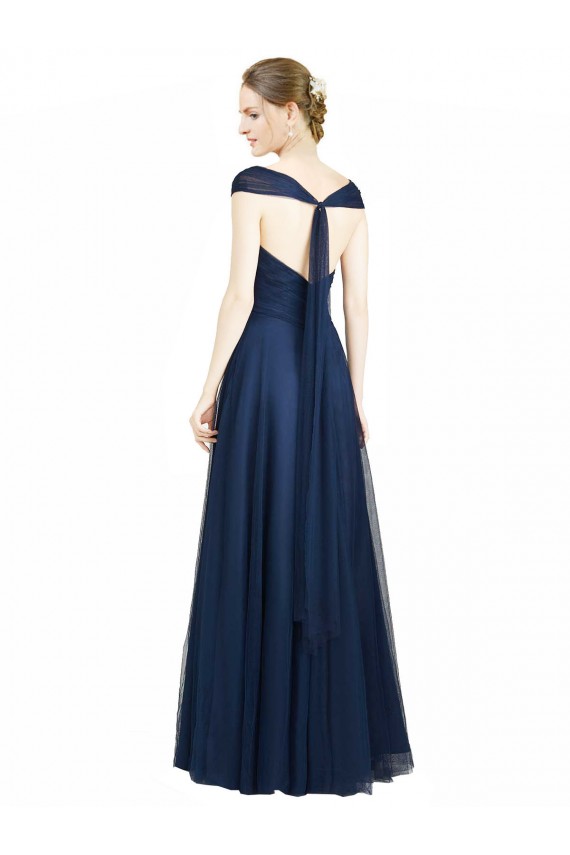 Tulle Open Back Long V-Neck A-Line Bridesmaid Dress Sudbury