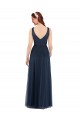 Tulle Low Back Long V-Neck Sheath Bridesmaid Dress Sudbury