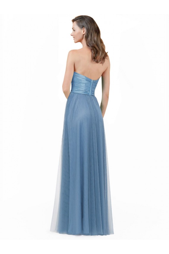Satin & Tulle Low Back Long Strapless A-Line Bridesmaid Dress Sudbury