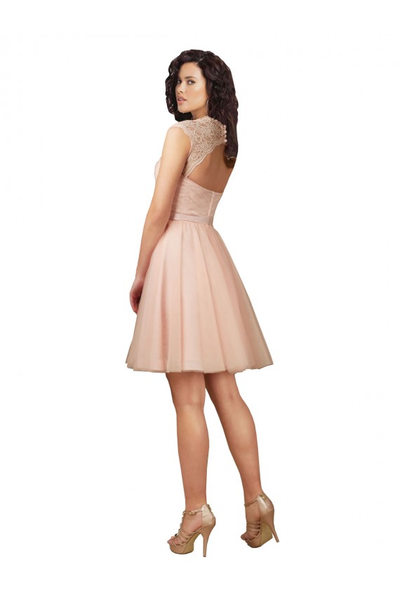 Tulle & Lace Keyhole Back Knee Length Sweetheart A-Line Bridesmaid Dress Sudbury