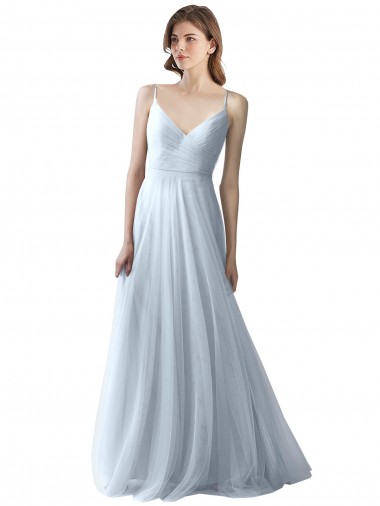 Soft Tulle Long Spaghetti Straps A-Line Bridesmaid Dress Sudbury