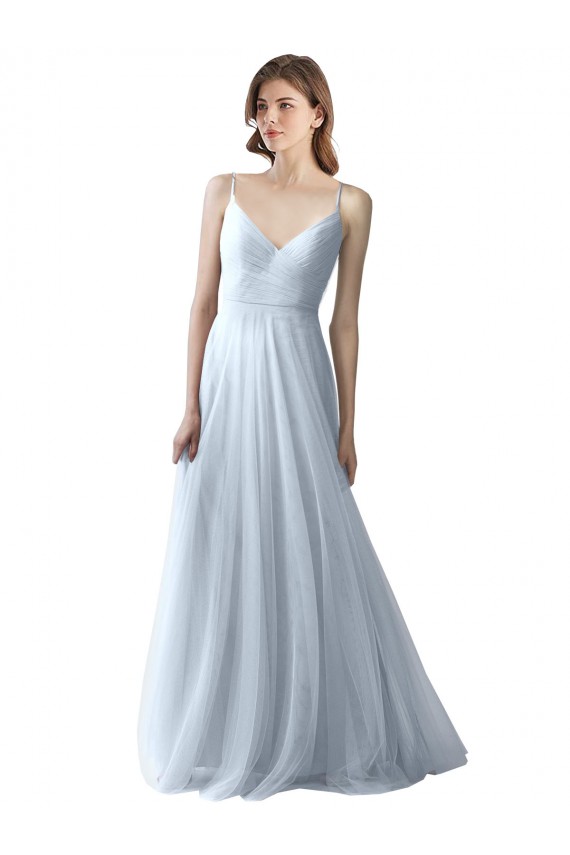 Soft Tulle Long Spaghetti Straps A-Line Bridesmaid Dress Sudbury