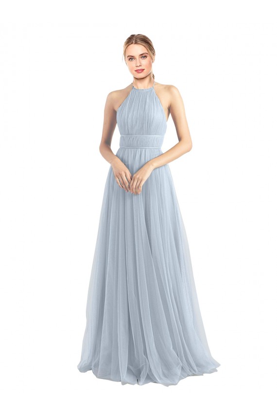 Tulle Criss Cross Back Long Halter Neck A-Line Bridesmaid Dress Sudbury