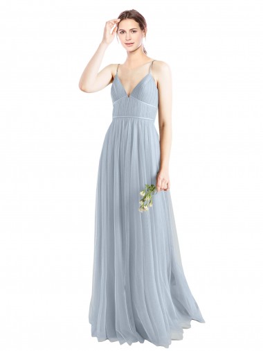 Tulle Open Back Long Spaghetti Straps A-Line Evening Dress / Bridesmaid Dress Sudbury