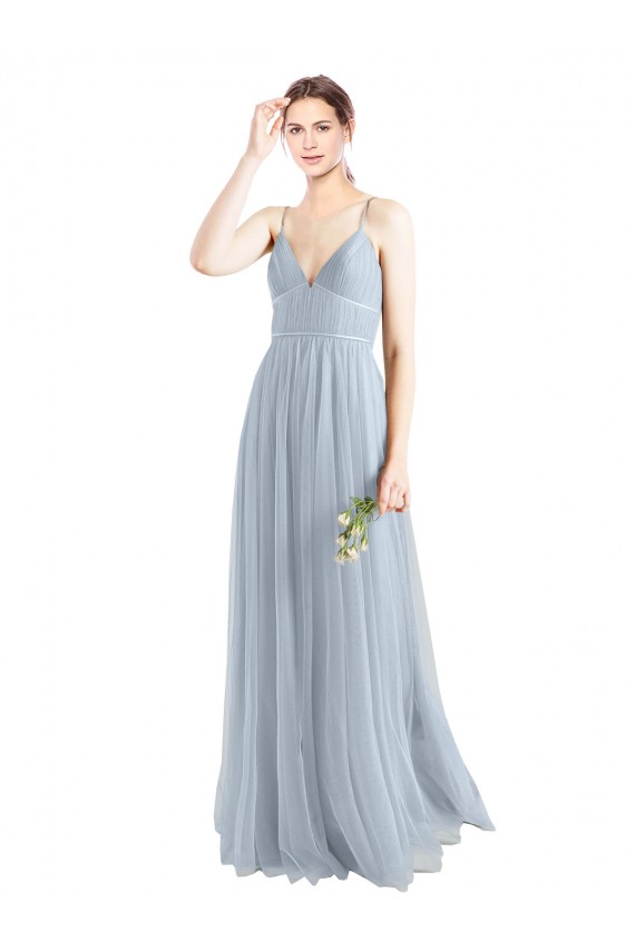 Tulle Open Back Long Spaghetti Straps A-Line Evening Dress / Bridesmaid Dress Sudbury