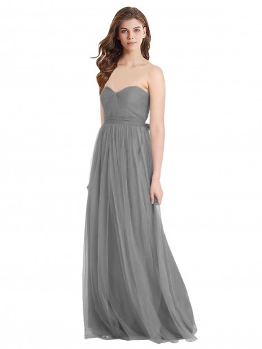 Tulle Long Sweetheart Slate Grey A-Line Bridesmaid Gown Sudbury