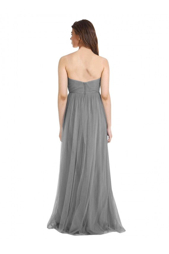 Tulle Long Sweetheart Slate Grey A-Line Bridesmaid Gown Sudbury