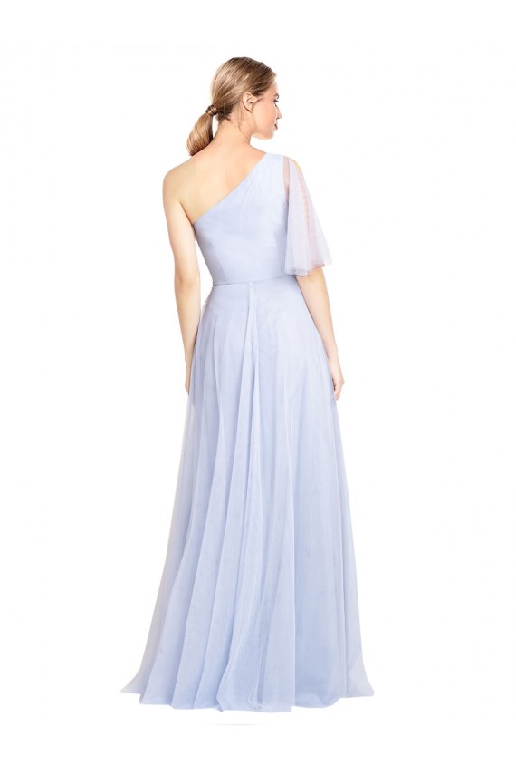 Tulle Long One Shoulder Light Sky Blue A-Line Bridesmaid Dress Sudbury