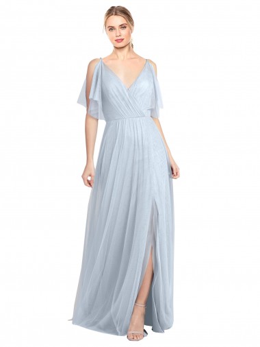 Tulle V-Back Long Spaghetti Straps A-Line Bridesmaid Dress / Evening Dress Sudbury