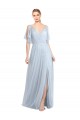 Tulle V-Back Long Spaghetti Straps A-Line Bridesmaid Dress / Evening Dress Sudbury