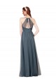 Tulle Keyhole Back Long Spaghetti Straps A-Line Bridesmaid Dress Sudbury