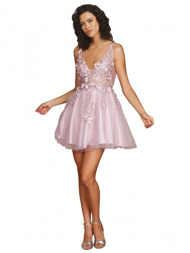 Tulle V-Back Short V-Neck A-Line Bridesmaid Dress Sudbury