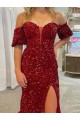 Velvet Sequin Court Train Off the Shoulder Sheath Prom Dress / Evening Dress Sudbury