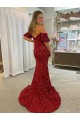 Velvet Sequin Court Train Off the Shoulder Sheath Prom Dress / Evening Dress Sudbury