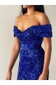 Velvet Sequin Sweep Train Off the Shoulder Mermaid Prom Dresses Sudbury