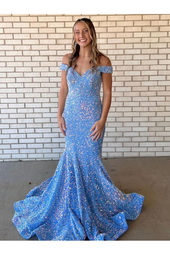 Velvet Sequin Long Off the Shoulder Mermaid Prom Dress / Evening Dress Sudbury