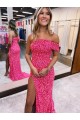 Velvet Sequin Sweep Train One Shoulder Sheath Evening Gown Sudbury