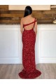 Velvet Sequin Sweep Train One Shoulder Sheath Prom Dress Sudbury