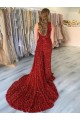 Velvet Sequin Court Train One Shoulder Sheath Prom Dress Sudbury