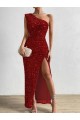 Velvet Sequin Long One Shoulder Sheath Prom Dress / Evening Dress Sudbury