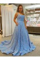 Velvet Sequin Court Train Scoop Neck A-Line Prom Dress / Evening Dress Sudbury