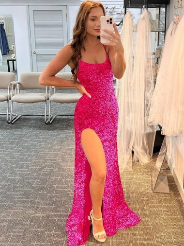 Velvet Sequin Sweep Train Spaghetti Straps Sheath Prom Dress / Evening Gown Sudbury