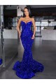 Velvet Sequin Sweep Train Spaghetti Straps Mermaid Evening Gown / Prom Dress Sudbury