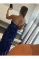 Velvet Sequin Sleeveless Strapless Fuchsia Sheath Prom Dress Sudbury