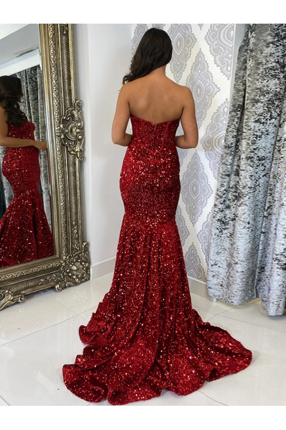 Velvet Sequin Court Train Sweetheart Sheath Evening Dress Sudbury