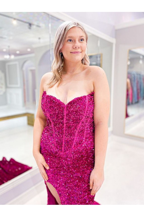 Velvet Sequin Sweep Train Sweetheart Sheath Evening Dress Sudbury