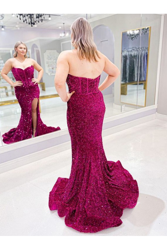 Velvet Sequin Sweep Train Sweetheart Sheath Evening Dress Sudbury