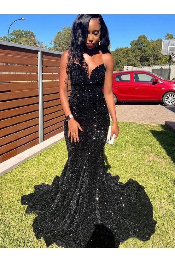 Velvet Sequin Long Sweetheart Mermaid Prom Dress Sudbury