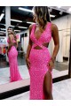 Velvet Sequin Long Sweep Train V-Neck Sheath Evening Dress Sudbury