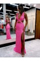 Velvet Sequin Long Sweep Train V-Neck Sheath Evening Dress Sudbury