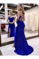 Velvet Sequin Sweep Train V-Neck Sheath Evening Dress Sudbury