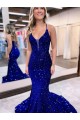 Velvet Sequin Court Train V-Neck Mermaid Prom Dress Sudbury