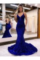 Velvet Sequin Court Train V-Neck Mermaid Prom Dress Sudbury