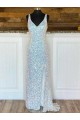 Velvet Sequin Sweep Train V-Neck Sheath Evening Gown / Prom Dress Sudbury